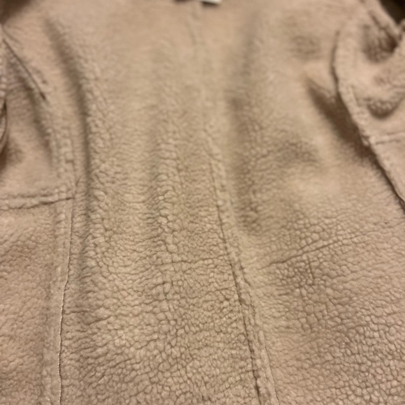 Kids tan Sherpa Lined biker jacket Small - Picture 6 of 7